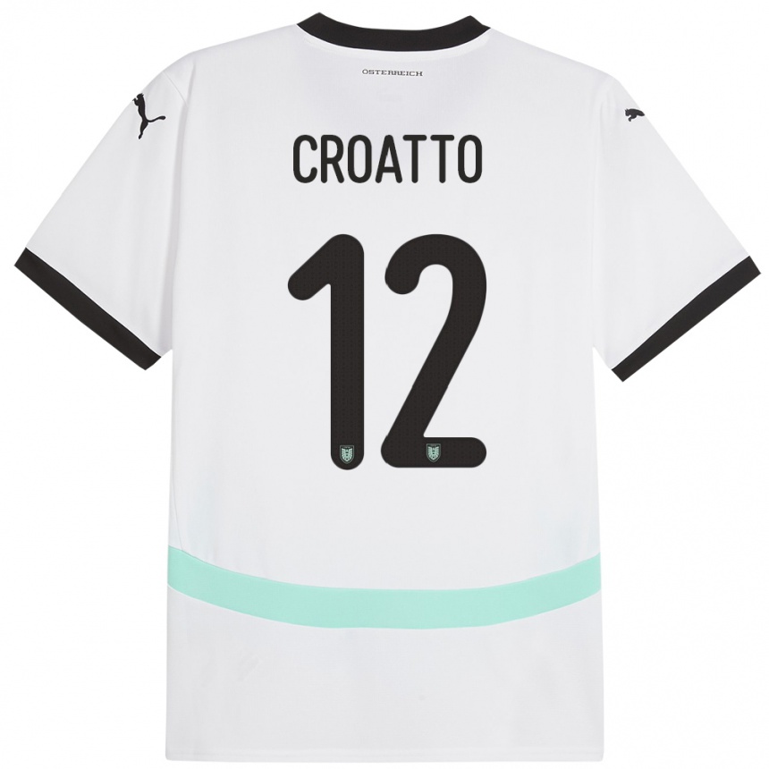 Kids Football Austria Michela Croatto #12 White Away Jersey 24-26 T-Shirt Uk