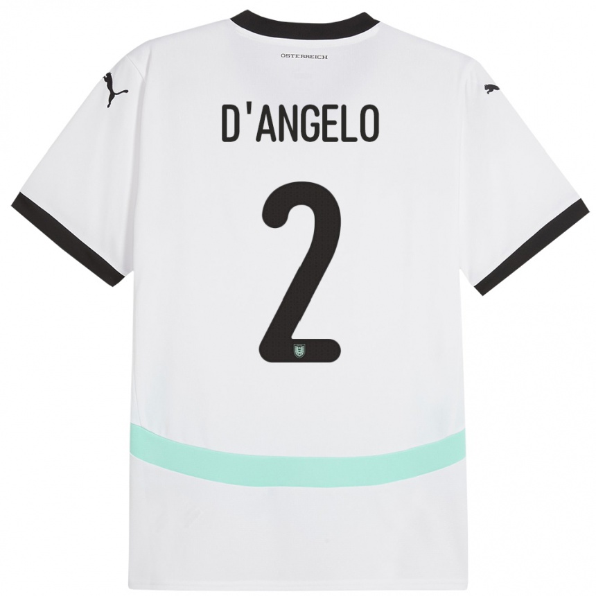 Kids Football Austria Chiara D’angelo #2 White Away Jersey 24-26 T-Shirt Uk