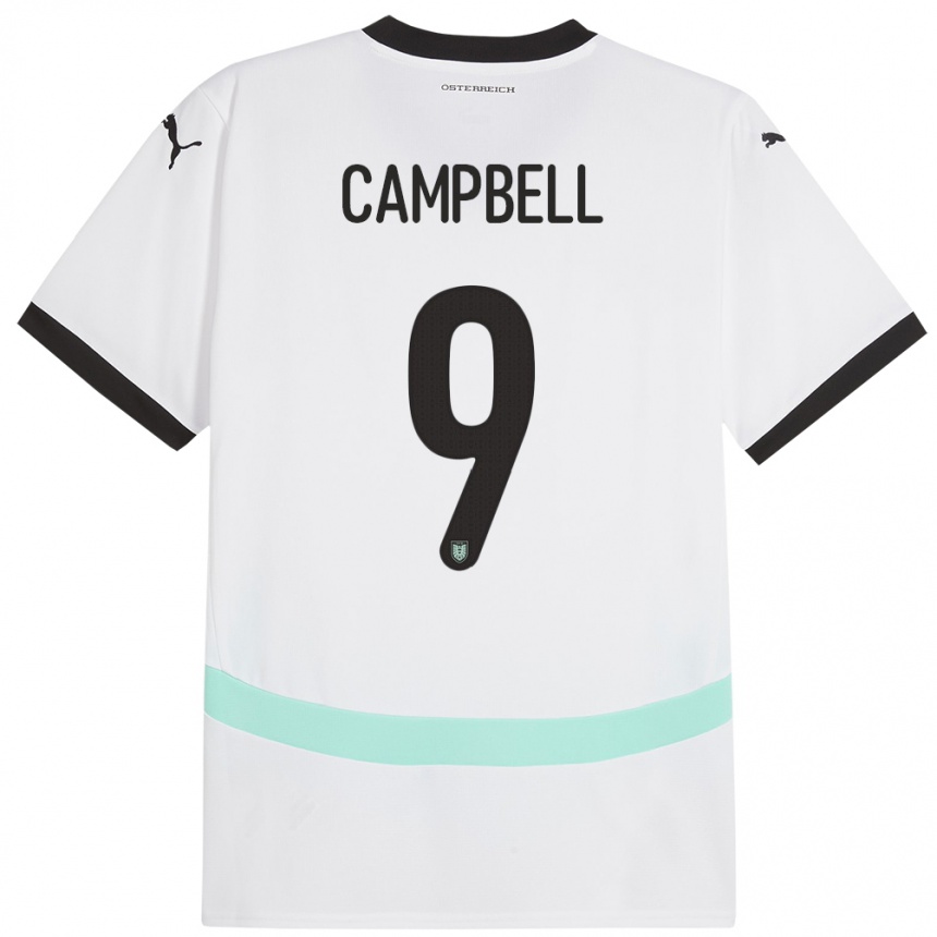 Kids Football Austria Eileen Campbell #9 White Away Jersey 24-26 T-Shirt Uk