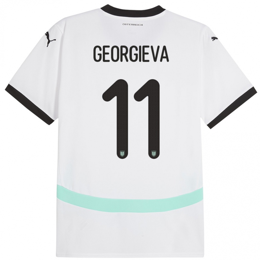 Kids Football Austria Marina Georgieva #11 White Away Jersey 24-26 T-Shirt Uk