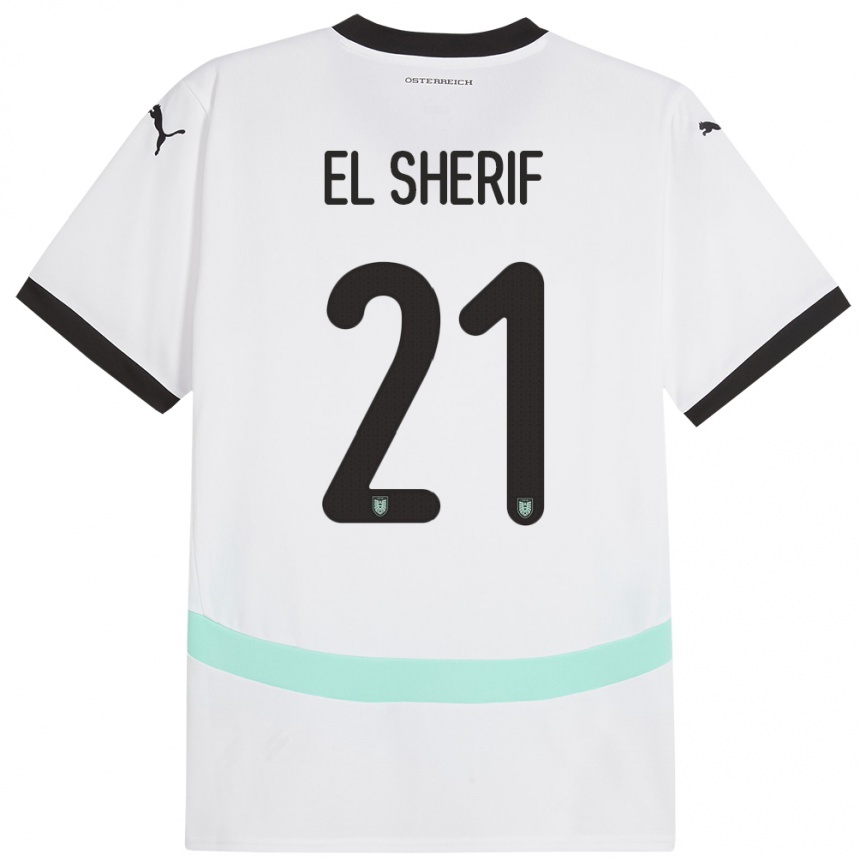 Kids Football Austria Mariella El Sherif #21 White Away Jersey 24-26 T-Shirt Uk