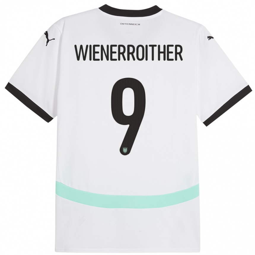 Kids Football Austria Katja Wienerroither #9 White Away Jersey 24-26 T-Shirt Uk