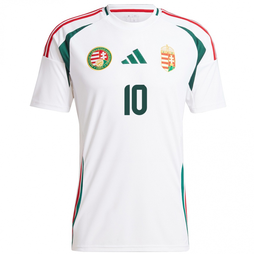 Kids Football Hungary Dominik Szoboszlai #10 White Away Jersey 24-26 T-Shirt Uk