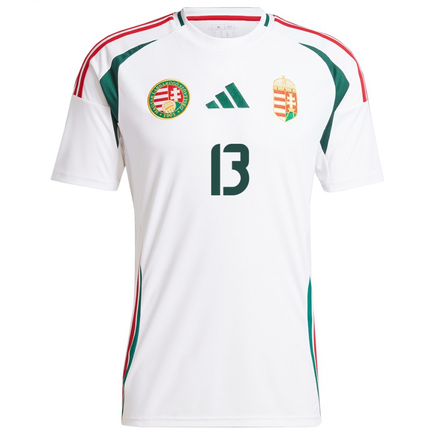 Kids Football Hungary Levente Bősze #13 White Away Jersey 24-26 T-Shirt Uk