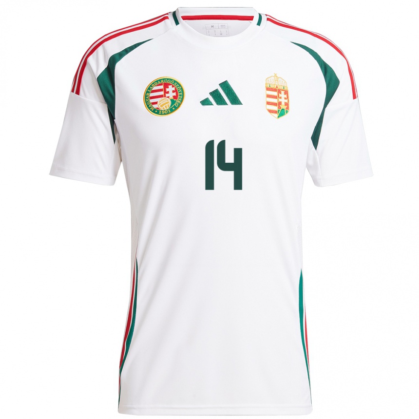 Kids Football Hungary Loretta Németh #14 White Away Jersey 24-26 T-Shirt Uk