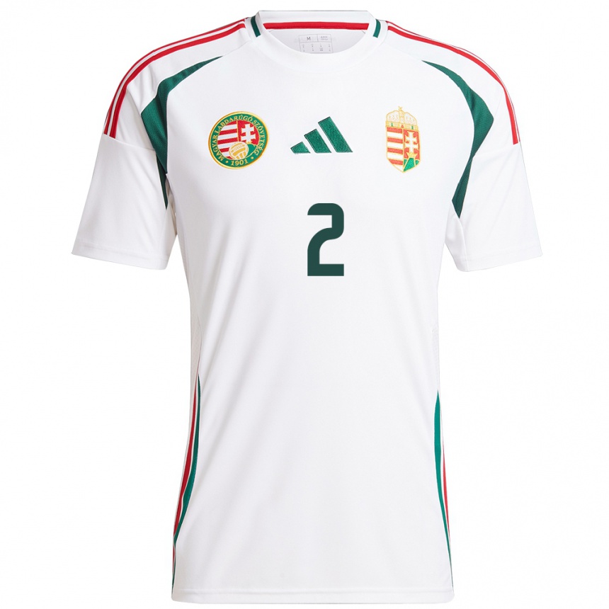 Kids Football Hungary Dominik Csorba #2 White Away Jersey 24-26 T-Shirt Uk