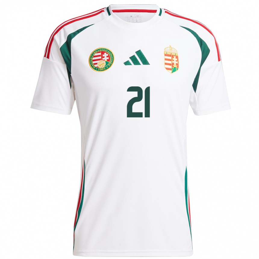 Kids Football Hungary Bernadett Zágor #21 White Away Jersey 24-26 T-Shirt Uk