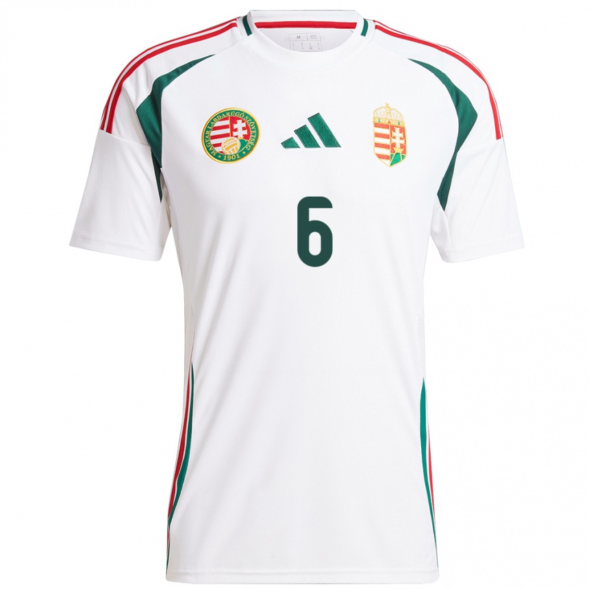 Kids Football Hungary Barna Pál #6 White Away Jersey 24-26 T-Shirt Uk