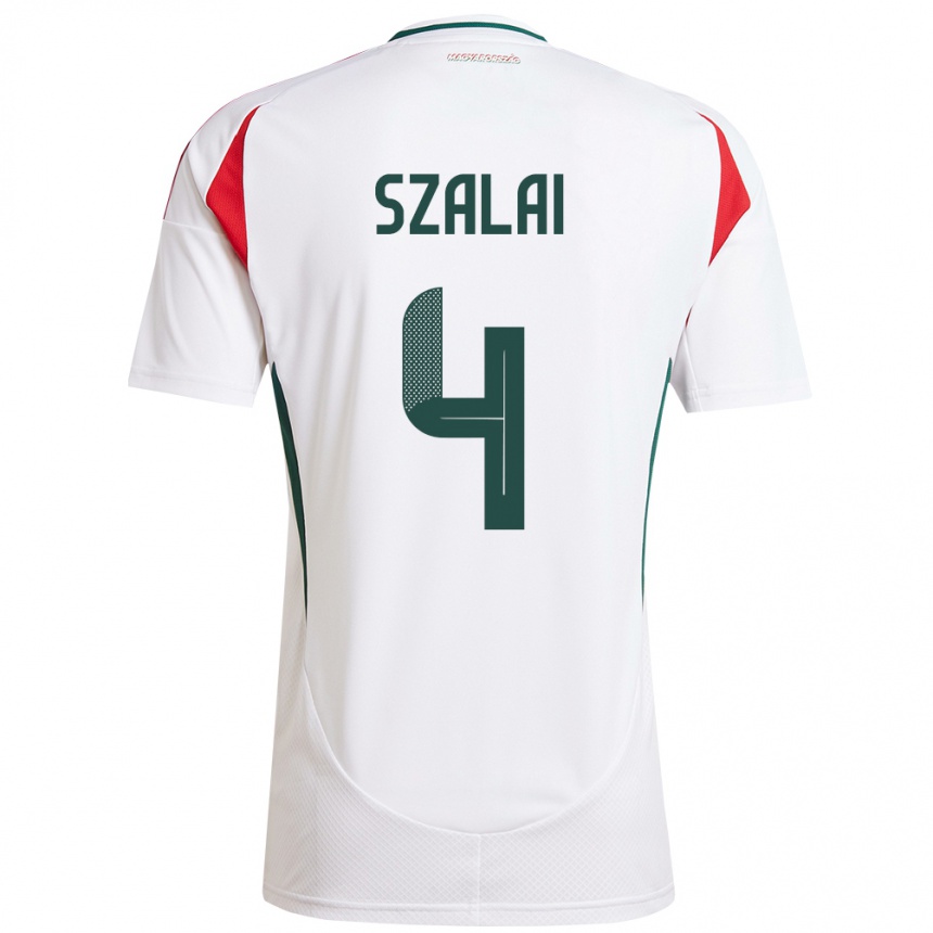 Kids Football Hungary Attila Szalai #4 White Away Jersey 24-26 T-Shirt Uk