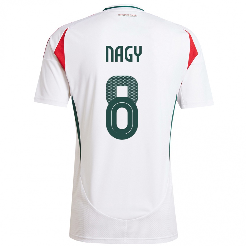 Kids Football Hungary Ádám Nagy #8 White Away Jersey 24-26 T-Shirt Uk