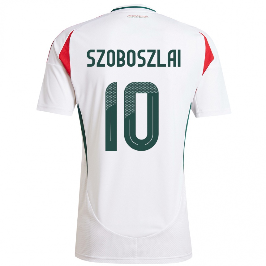 Kids Football Hungary Dominik Szoboszlai #10 White Away Jersey 24-26 T-Shirt Uk