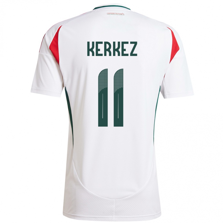 Kids Football Hungary Milos Kerkez #11 White Away Jersey 24-26 T-Shirt Uk