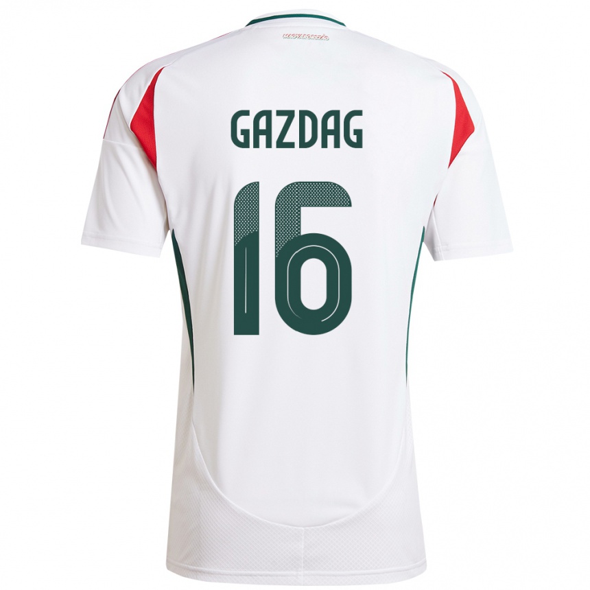 Kids Football Hungary Dániel Gazdag #16 White Away Jersey 24-26 T-Shirt Uk