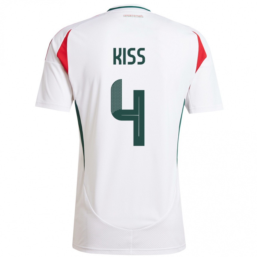 Kids Football Hungary Bálint Kiss #4 White Away Jersey 24-26 T-Shirt Uk