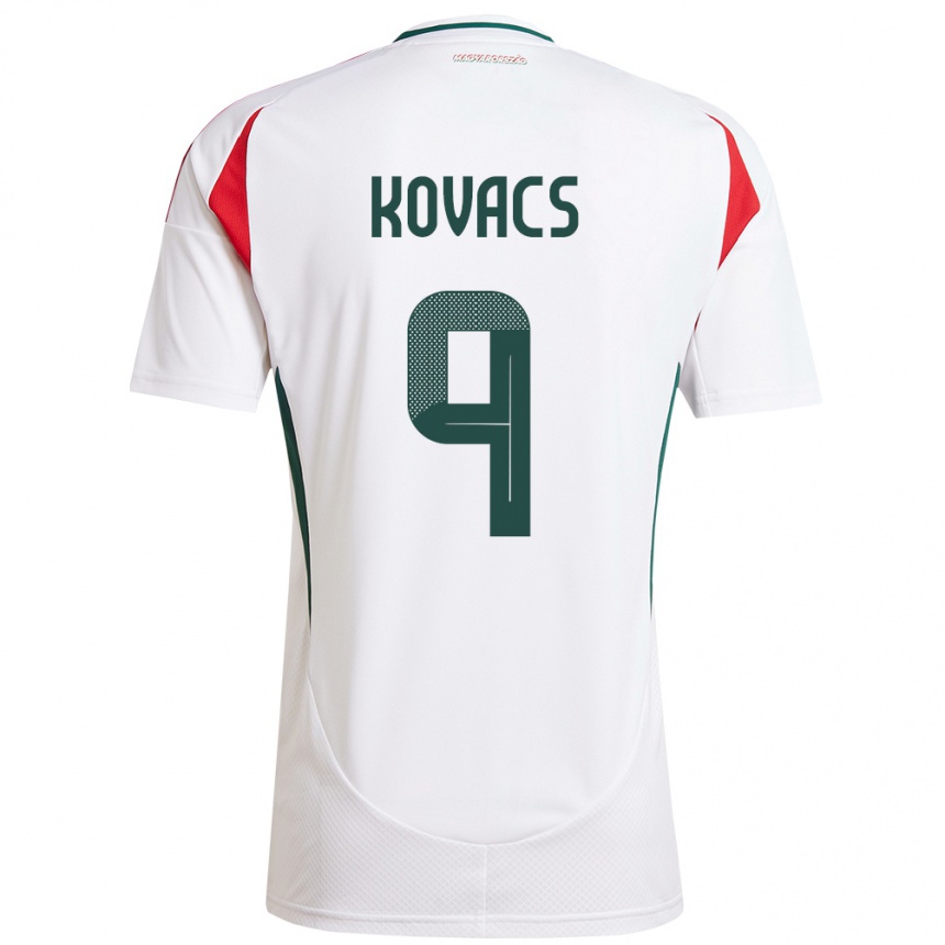 Kids Football Hungary Patrik Kovács #9 White Away Jersey 24-26 T-Shirt Uk