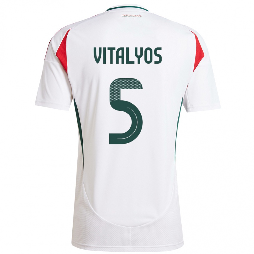 Kids Football Hungary Viktor Vitályos #5 White Away Jersey 24-26 T-Shirt Uk