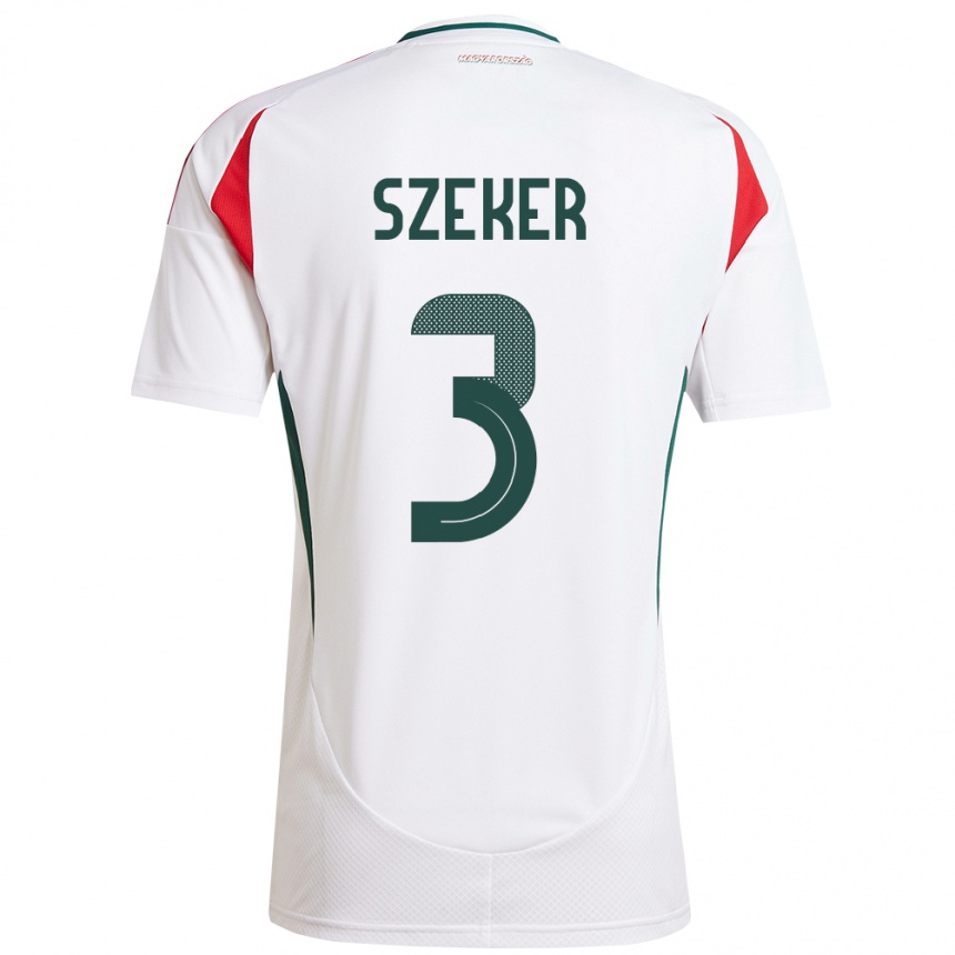 Kids Football Hungary Botond Szekér #3 White Away Jersey 24-26 T-Shirt Uk