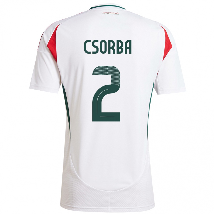 Kids Football Hungary Dominik Csorba #2 White Away Jersey 24-26 T-Shirt Uk