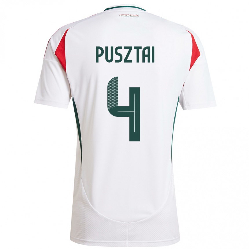 Kids Football Hungary Sára Pusztai #4 White Away Jersey 24-26 T-Shirt Uk