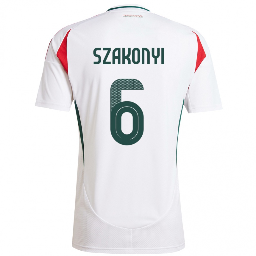 Kids Football Hungary Emese Szakonyi #6 White Away Jersey 24-26 T-Shirt Uk