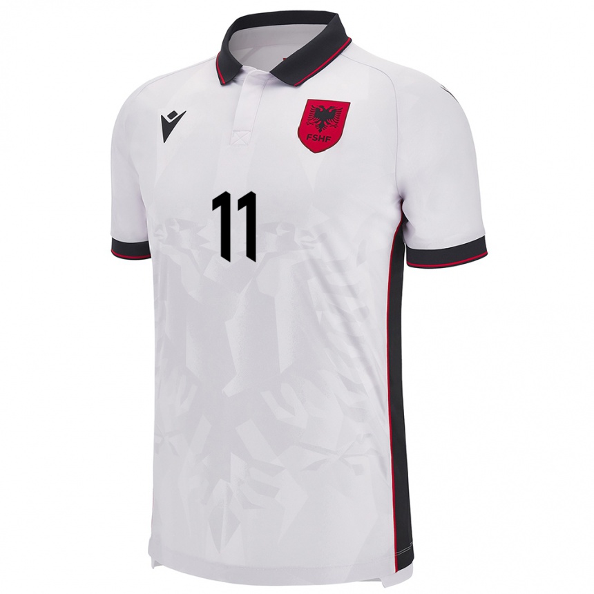 Kids Football Albania Stiven Shpendi #11 White Away Jersey 24-26 T-Shirt Uk