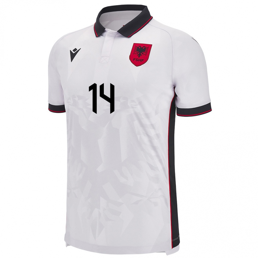 Kids Football Albania Agan Mjaki #14 White Away Jersey 24-26 T-Shirt Uk