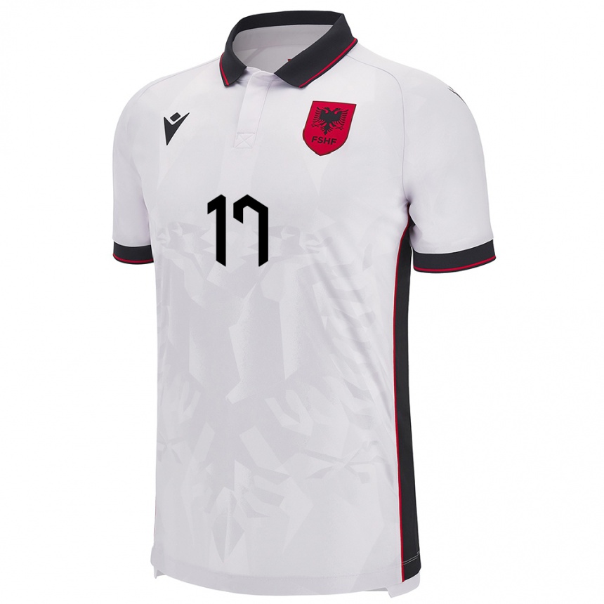 Kids Football Albania Eraldo Karaj #17 White Away Jersey 24-26 T-Shirt Uk