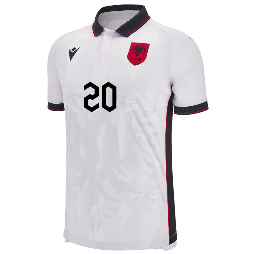 Kids Football Albania Kledi Marinaj #20 White Away Jersey 24-26 T-Shirt Uk