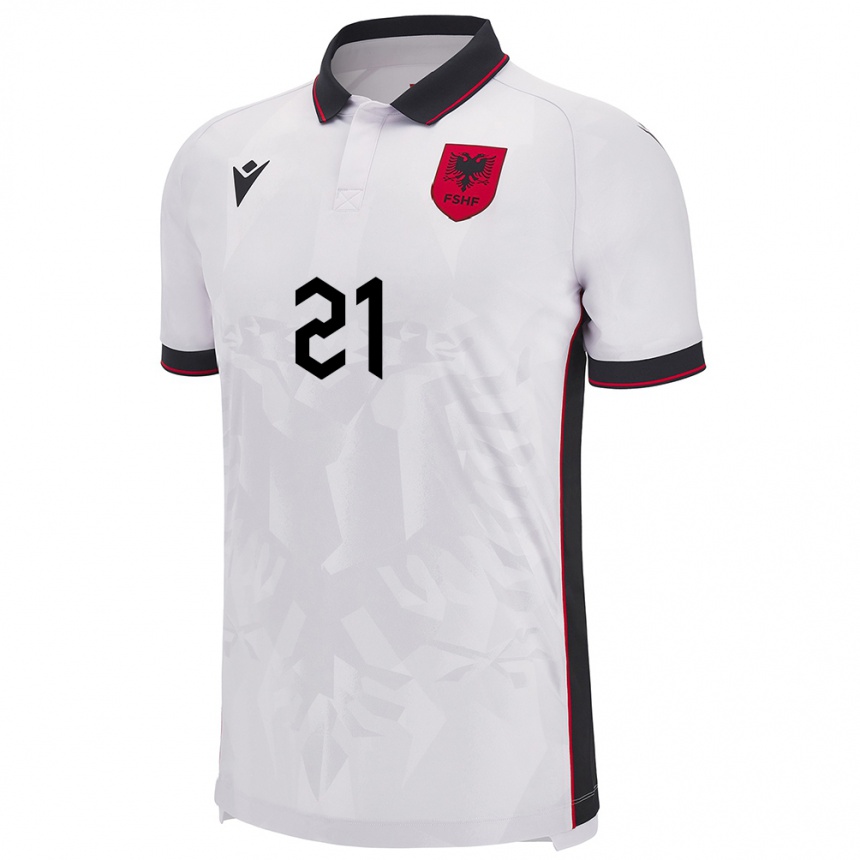 Kids Football Albania Kristjan Asllani #21 White Away Jersey 24-26 T-Shirt Uk