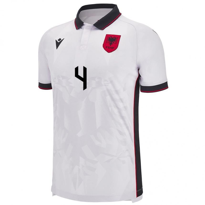 Kids Football Albania Adrian Bajrami #4 White Away Jersey 24-26 T-Shirt Uk