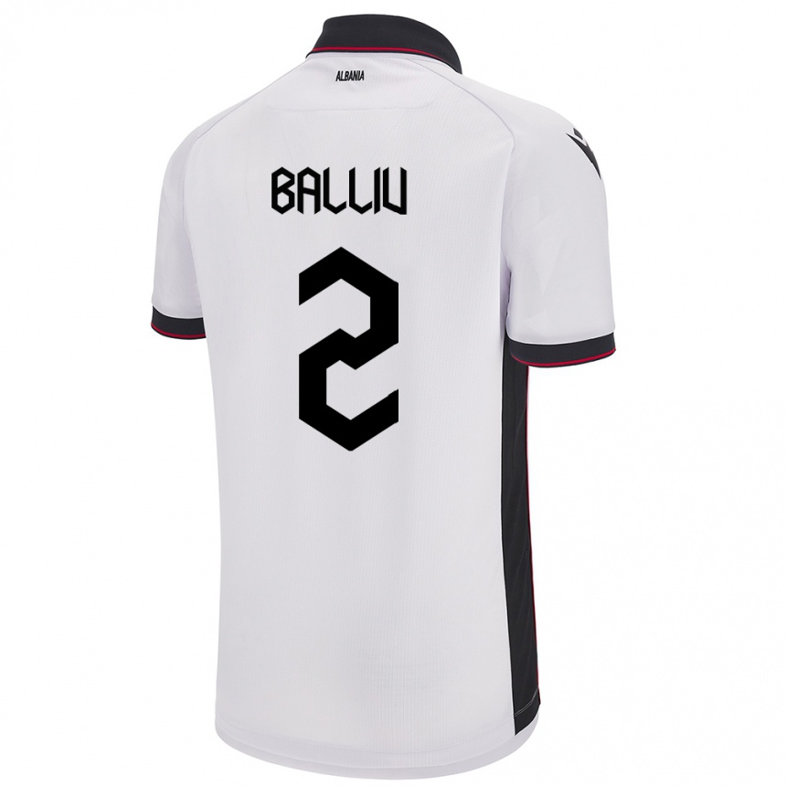 Kids Football Albania Iván Balliu #2 White Away Jersey 24-26 T-Shirt Uk