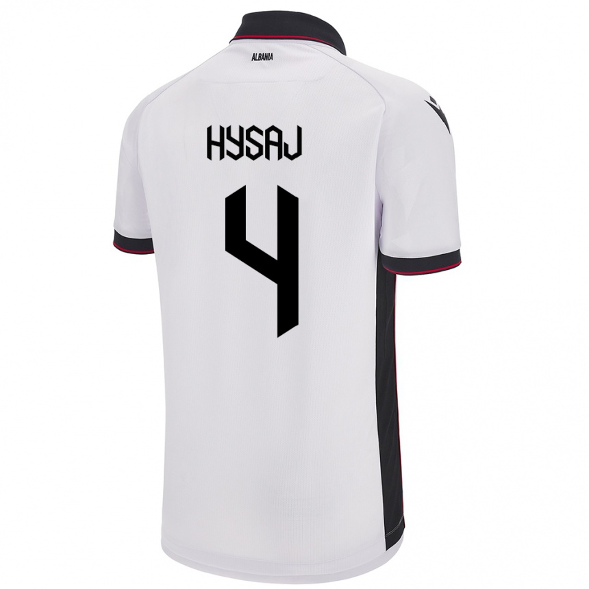 Kids Football Albania Elseid Hysaj #4 White Away Jersey 24-26 T-Shirt Uk