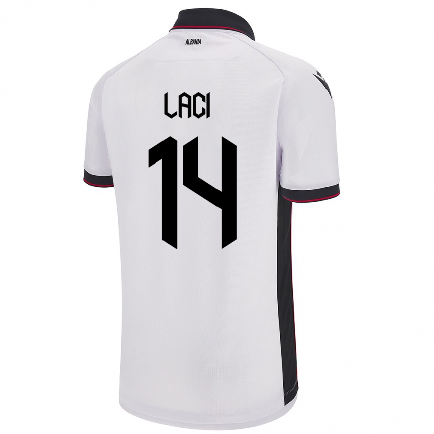 Kids Football Albania Qazim Laci #14 White Away Jersey 24-26 T-Shirt Uk