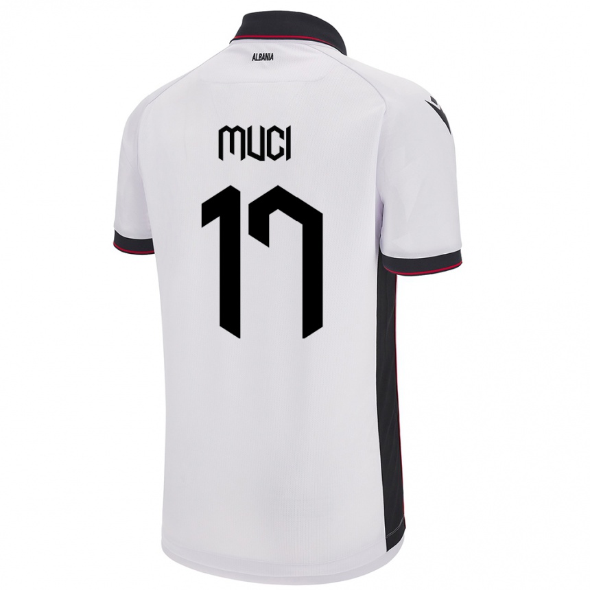 Kids Football Albania Ernest Muci #17 White Away Jersey 24-26 T-Shirt Uk