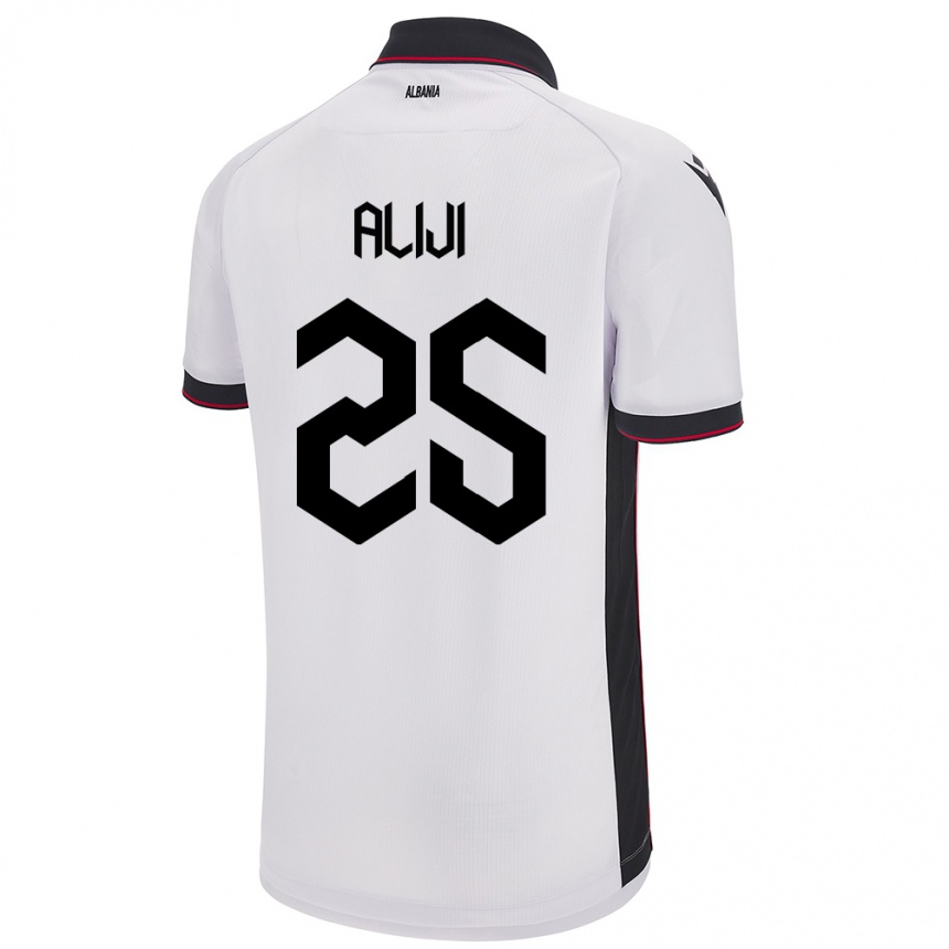 Kids Football Albania Naser Aliji #25 White Away Jersey 24-26 T-Shirt Uk