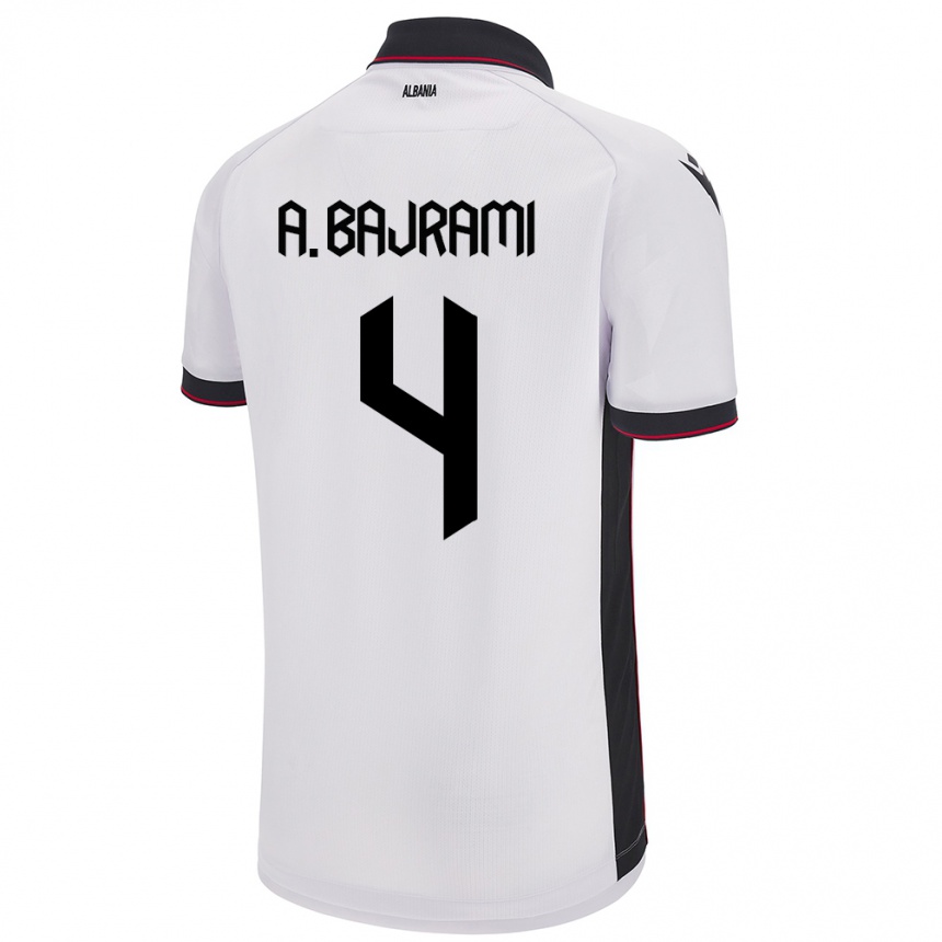 Kids Football Albania Adrian Bajrami #4 White Away Jersey 24-26 T-Shirt Uk