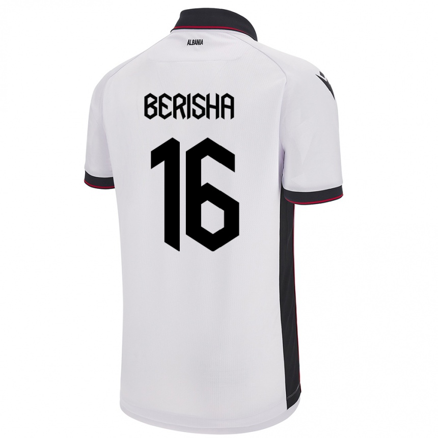 Kids Football Albania Medon Berisha #16 White Away Jersey 24-26 T-Shirt Uk