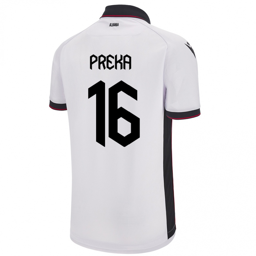 Kids Football Albania Marcelino Preka #16 White Away Jersey 24-26 T-Shirt Uk