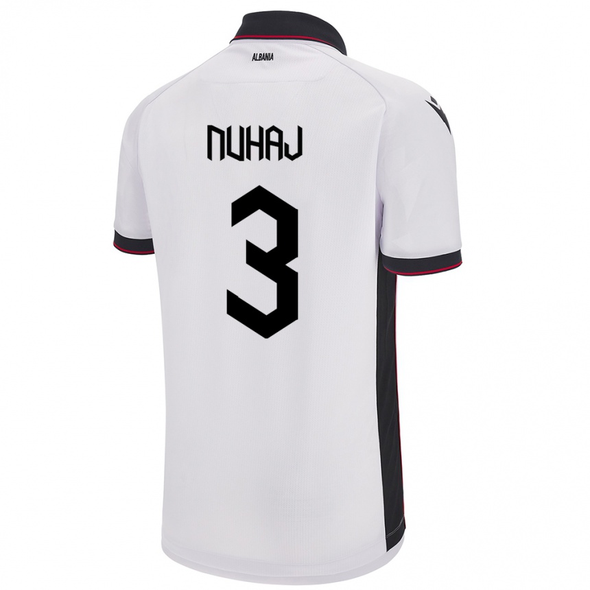 Kids Football Albania Fabjano Nuhaj #3 White Away Jersey 24-26 T-Shirt Uk