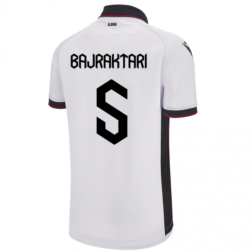 Kids Football Albania Arbiona Bajraktari #5 White Away Jersey 24-26 T-Shirt Uk