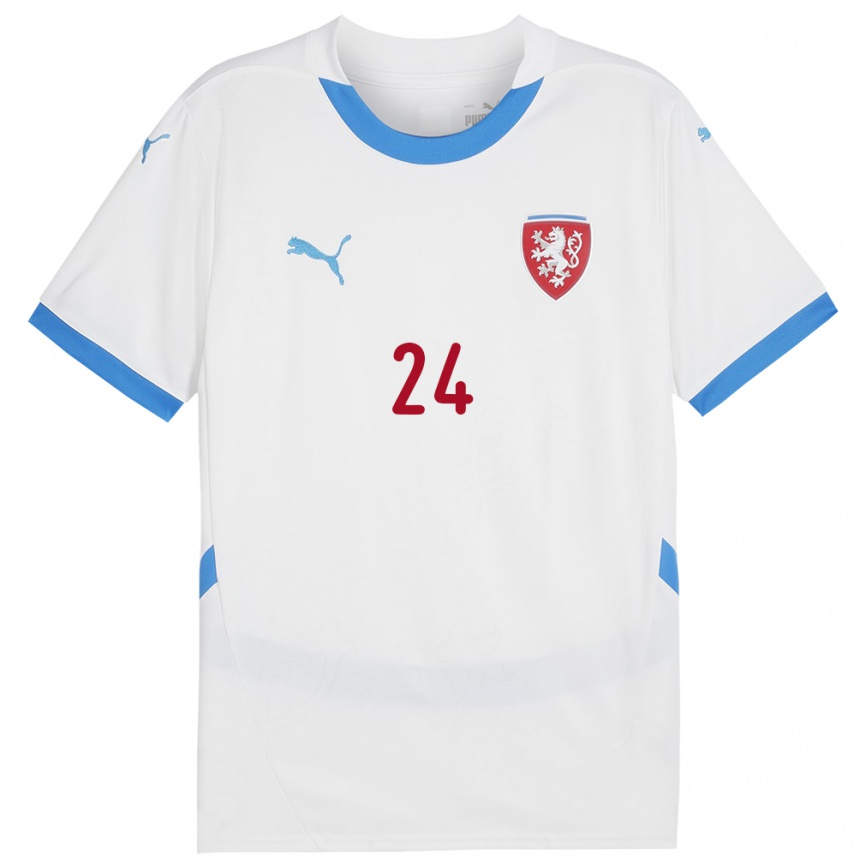 Kids Football Czech Republic Tomas Vlcek #24 White Away Jersey 24-26 T-Shirt Uk