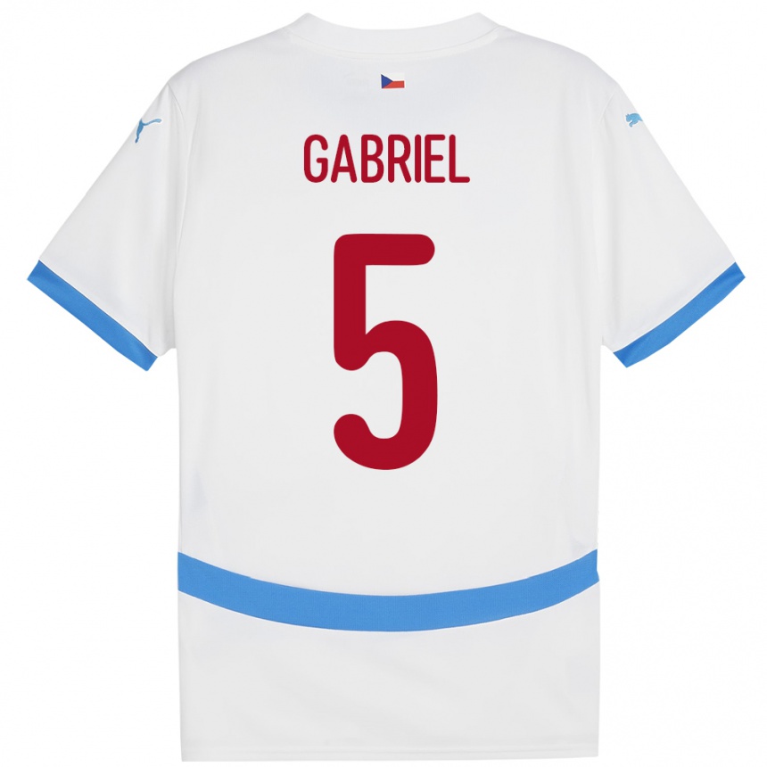 Kids Football Czech Republic Adam Gabriel #5 White Away Jersey 24-26 T-Shirt Uk