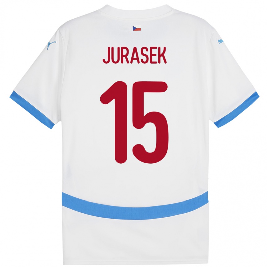 Kids Football Czech Republic David Jurásek #15 White Away Jersey 24-26 T-Shirt Uk