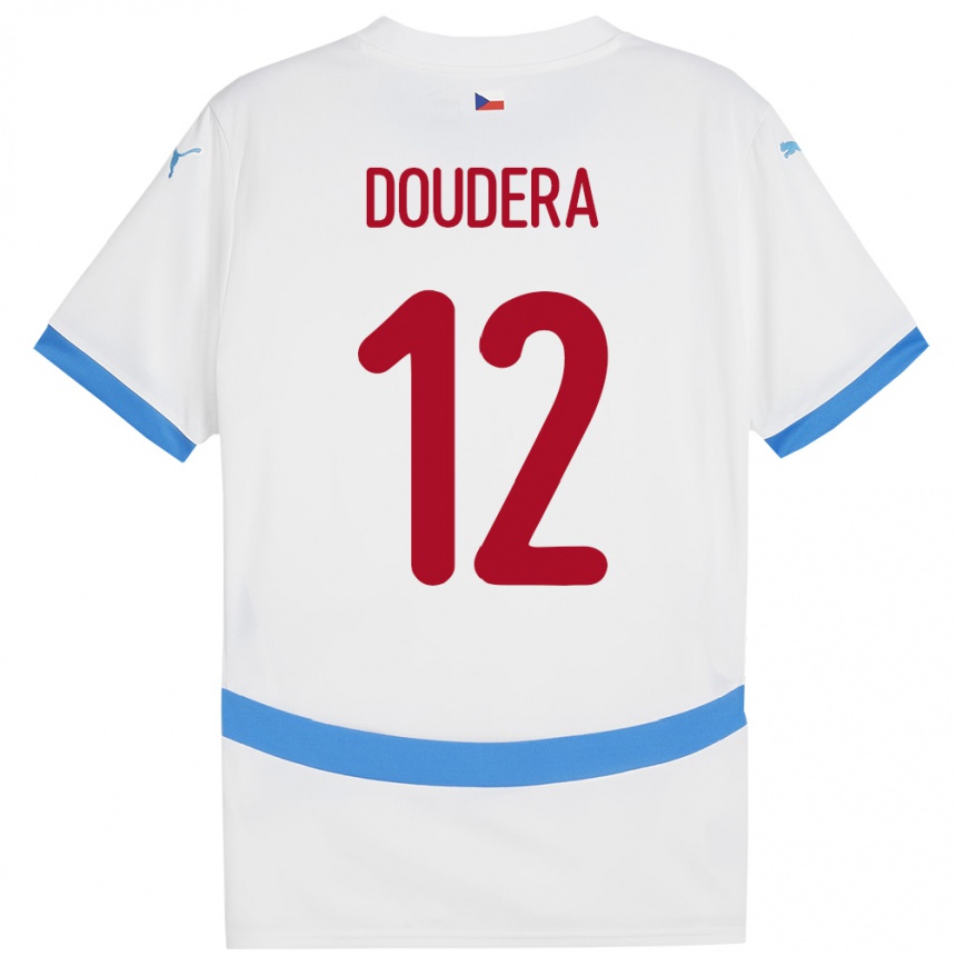 Kids Football Czech Republic David Doudera #12 White Away Jersey 24-26 T-Shirt Uk