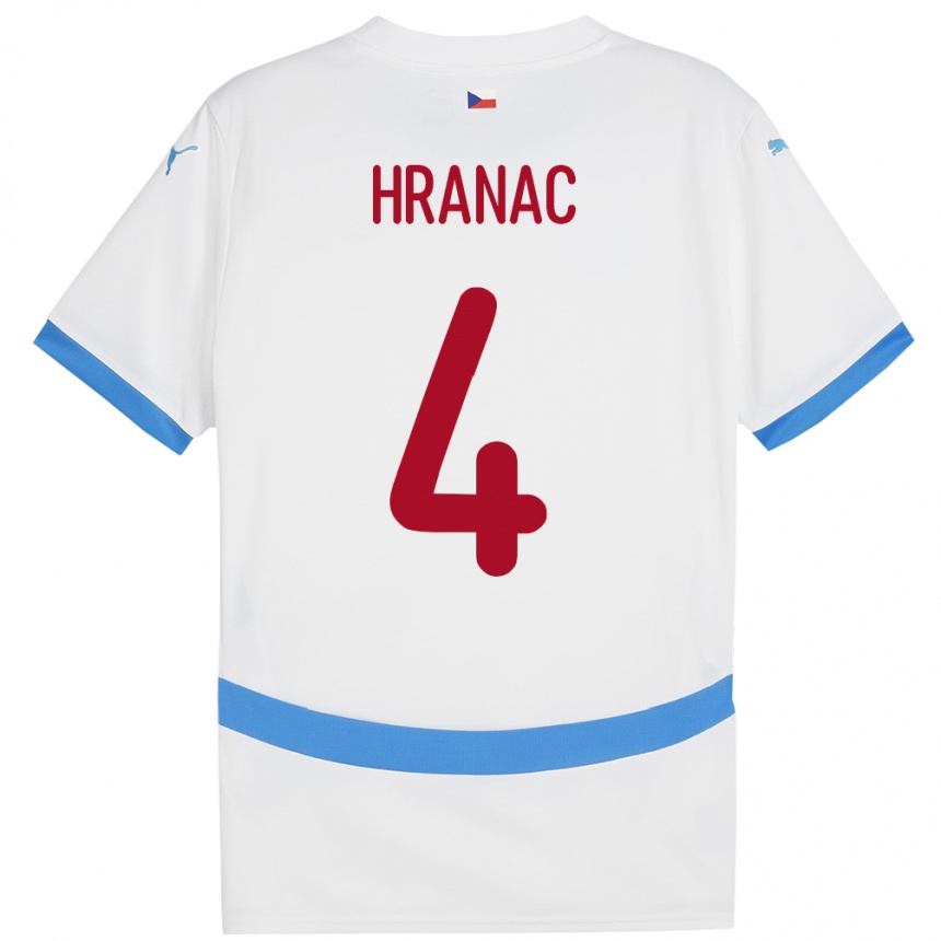 Kids Football Czech Republic Robin Hranac #4 White Away Jersey 24-26 T-Shirt Uk