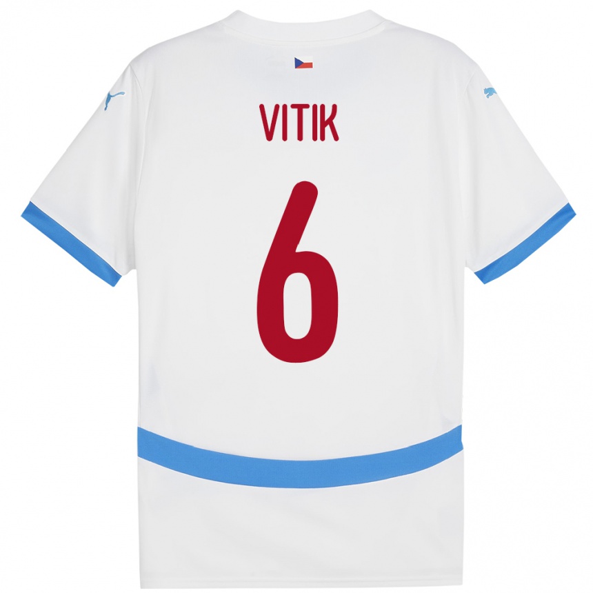 Kids Football Czech Republic Martin Vitík #6 White Away Jersey 24-26 T-Shirt Uk