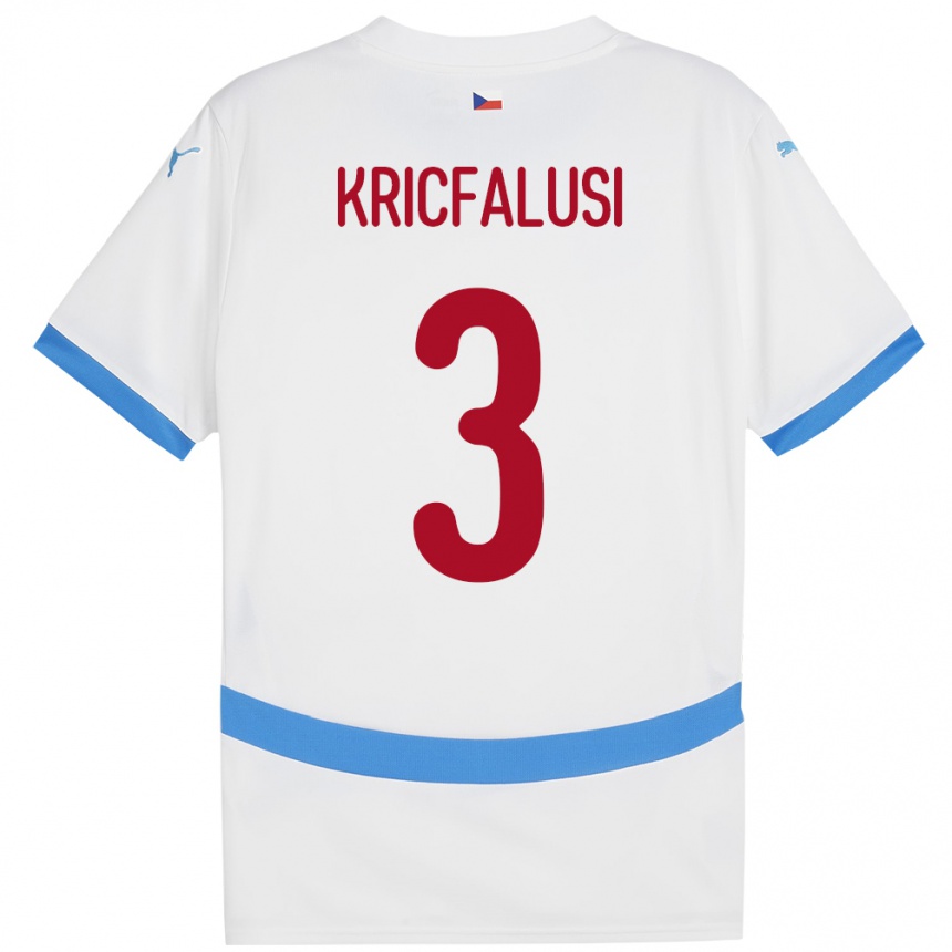 Kids Football Czech Republic Ondrej Kricfalusi #3 White Away Jersey 24-26 T-Shirt Uk