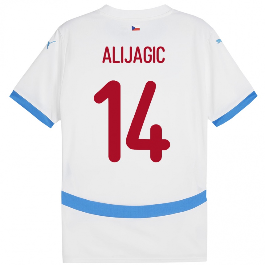 Kids Football Czech Republic Denis Alijagic #14 White Away Jersey 24-26 T-Shirt Uk