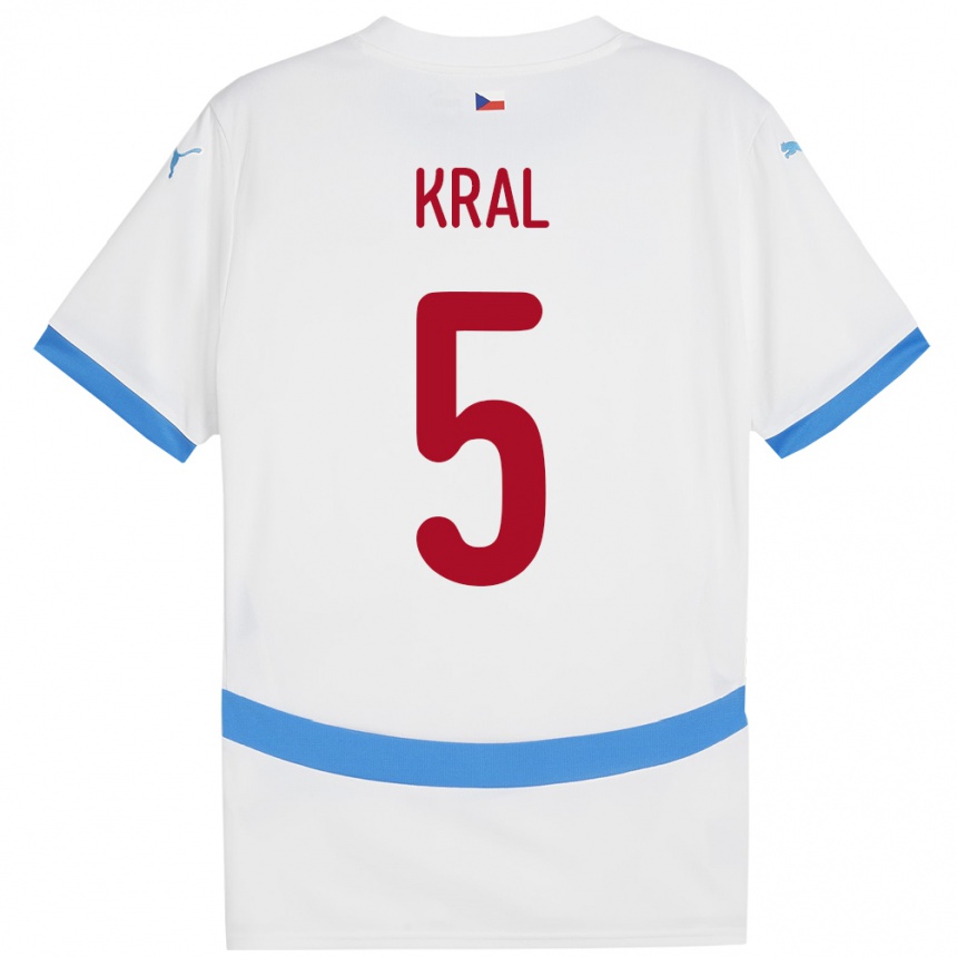 Kids Football Czech Republic Tomas Kral #5 White Away Jersey 24-26 T-Shirt Uk