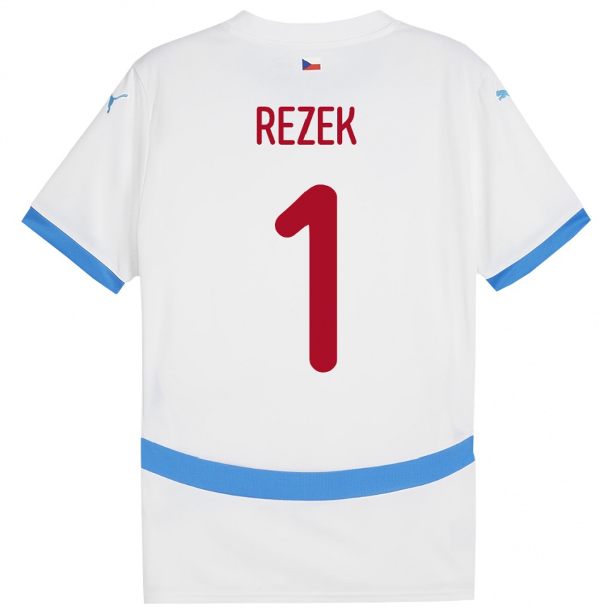 Kids Football Czech Republic Adam Rezek #1 White Away Jersey 24-26 T-Shirt Uk